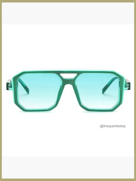 Retro Aviator Sunglasses Square Frame Plastic UV Protection main image 3